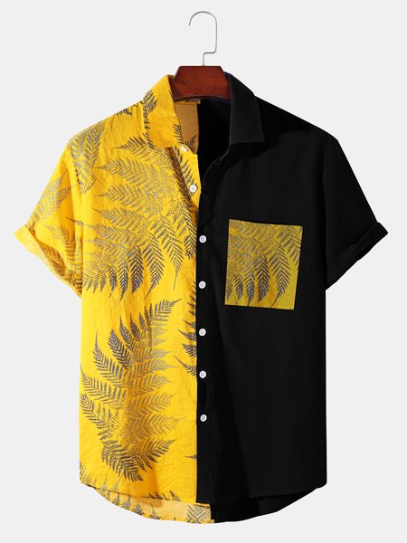 

Men's New Style Short Sleeve Casual Loose Shirt, Black, Men's Floral shirt