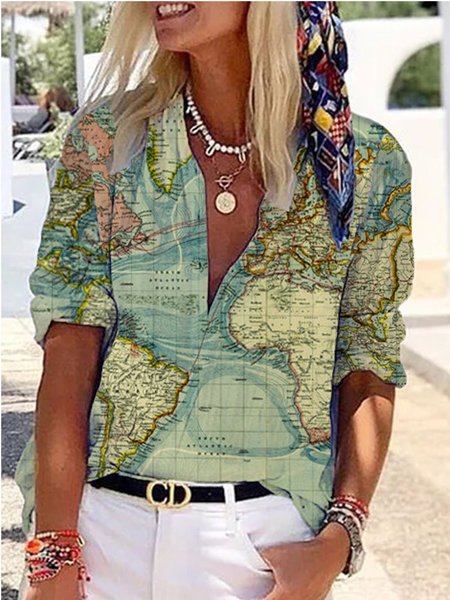 

Casuale 3/4 Manica Scollo a V Top, Come immagine, Blouses & Shirts