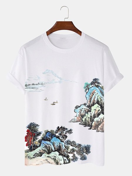 

Casual Crew Neck Shirts & Tops, White, Men's t-shirts