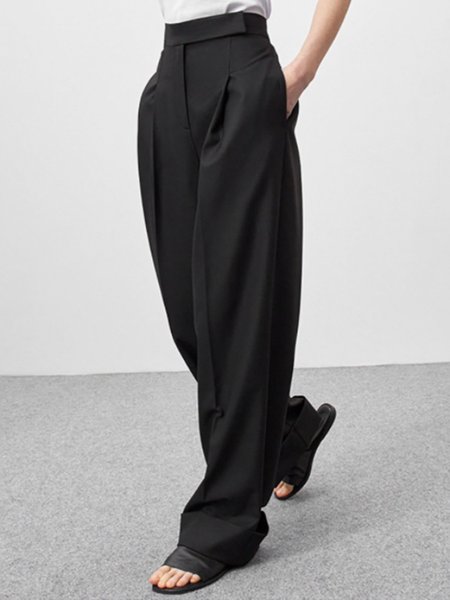 

Solido Di base Tasche Ansimare, Nero, Pants
