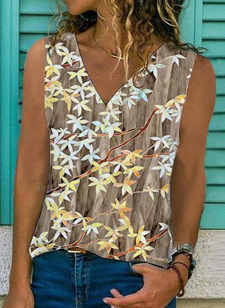 

V Neck Casual Shift Sleeveless Tanks & Camis, As picture, Tanks & Camis