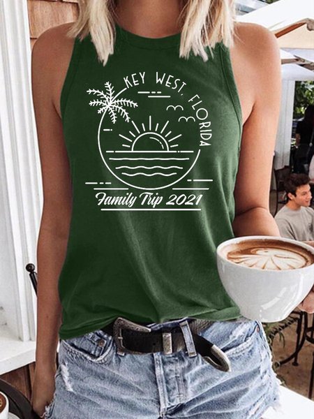 

Family Trip 2021 Women's Sleeveless Shirt, Dark green, Tank Tops