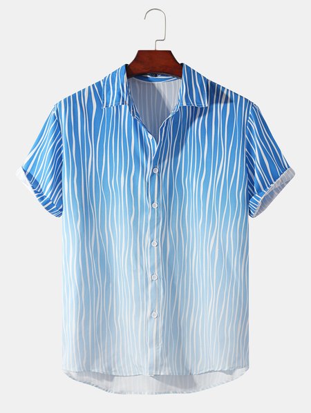 

Men's New Style Short Sleeve Casual Loose Shirt, Blue, Men's Floral shirt