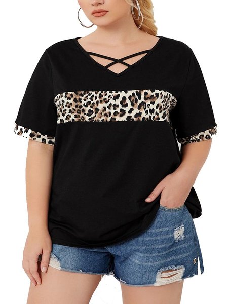 

Shift Short Sleeve V Neck Cotton-Blend T-shirt, Black, T-Shirts