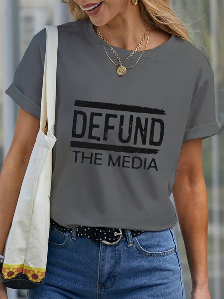 

Defund The Media Casual Short Sleeve Shirts & Tops, Gray, T-shirts
