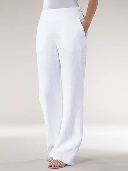 

Dritto Misto Cotone Casuale Bianco Pantaloni, Pants