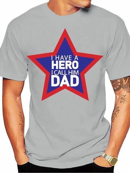 

I Have A Hero I Call Him Dad Men T-Shirt, Light gray, T-shirts