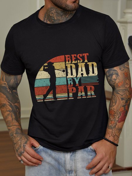 

Best Dad By Par Father's Day Gift Cotton Men's T-shirt, Black, T-shirts