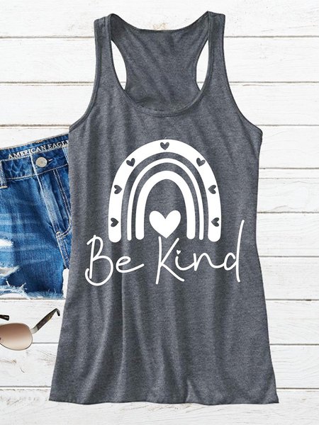 

Be Kind Rainbow Tank Top, Gray, Tank Tops