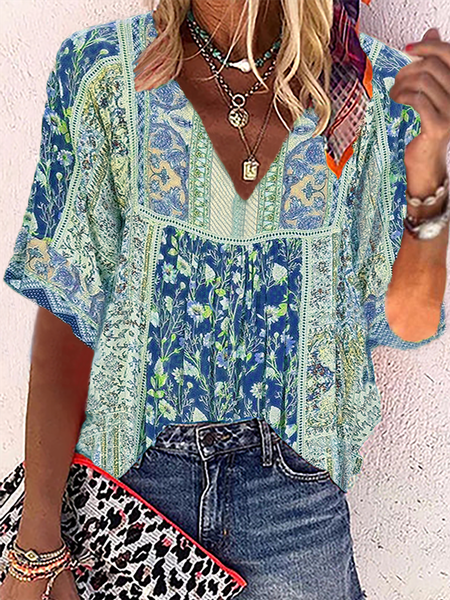 

Plus size Boho Casual Tops, Blue, Blouses & Shirts