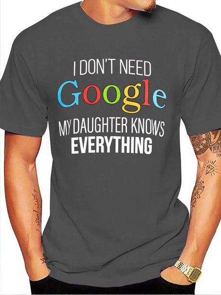 

I Don't Need Google, My Daughter Knows Everything | Funny Dad Father Joke T-Shirt, Deep gray, T-shirts