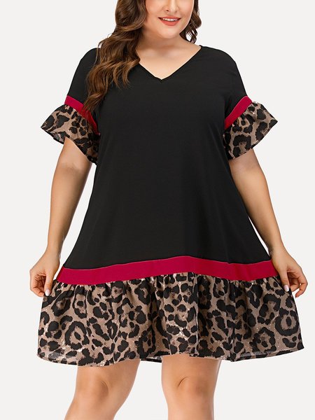 

V Neck Short Sleeve Resort Cotton-Blend Knitting Dress, Red, Dresses