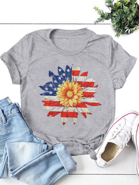 

Sunflower Graphic Tee T Shirt for Women Short Sleeve Summer Graphic Casual Shirts Tee Top, Gray, T-shirts