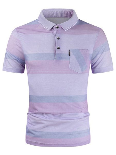 

Mens Business Casual Striped Printed Tops Turndown Collar Short Sleeve Cotton Golf Polo Shirt, Pink, Men's shirts