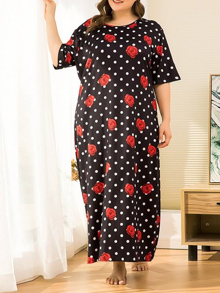 

Casual Short Sleeve Nightdress, Black, Loungewear & Sleepwear