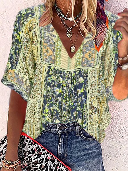

Plus size Boho Casual Tops, Yellow, Tops