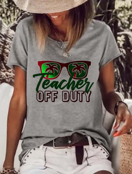 

Teacher Off Duty Women's round neck T-shirt, Gray, T-shirts