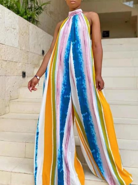 

Resort Stripes Shift Sleeveless Jumpsuit & Romper, As picture, Jumpsuits