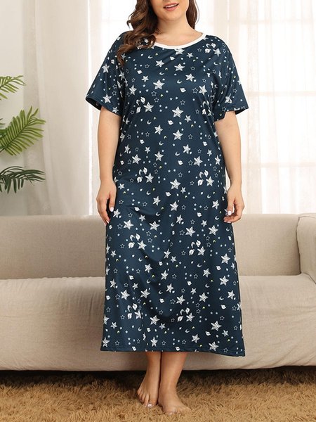 

Star Casual Crew Neck Woven Dress, Green, Loungewear & Sleepwear