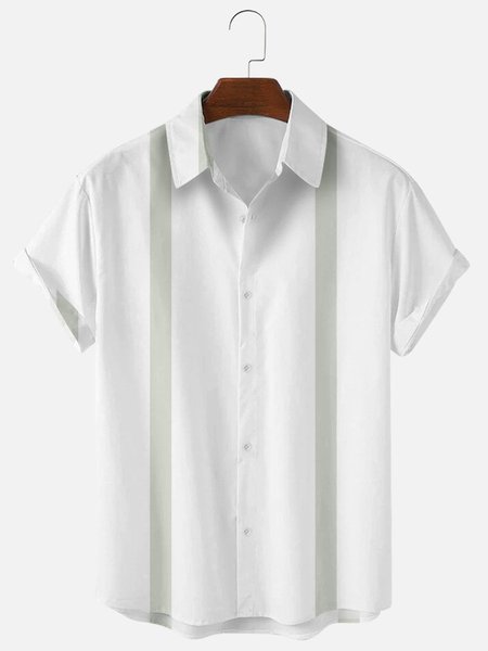 

Men's New Style Stitching Color Short Sleeve Casual Loose Shirt, White, Men's shirts