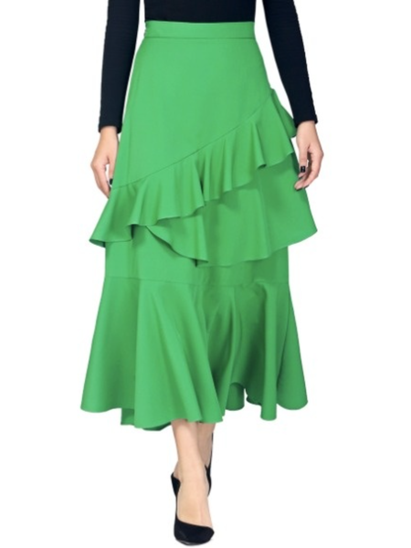 

Work Asymmetric A-Line Daily Midi Skirt, Green, Midi Skirts