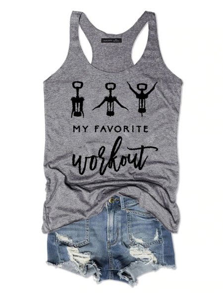 

My Favourite Workout Women's Sleeveless Shirt, Grey, Tank Tops