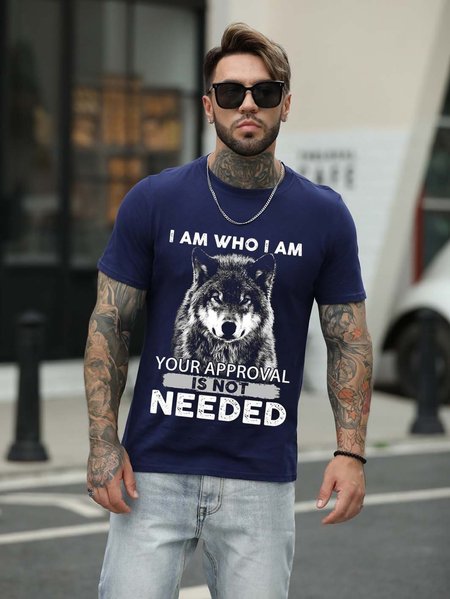 

I Am Who I Am Your Approval Is Not Needed Wolf Animals Shirt, Deep blue, T-shirts