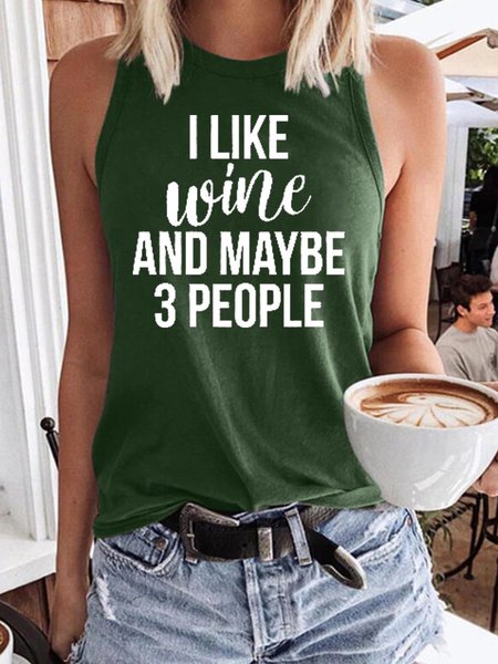

I Like Wine And Maybe 3 Perople Women's Sleeveless Shirt, Dark green, Tank Tops