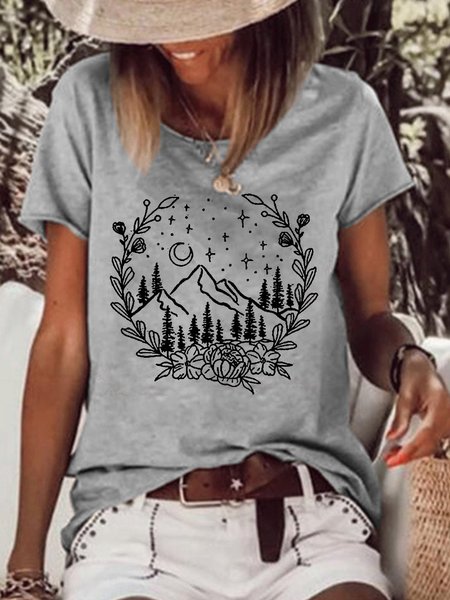

Aleviker Travel Hiking Mountain Shirts Women Graphic Tees Summer Outdoor Camping Soft Short Sleeve Casual Tops, Gray, T-shirts