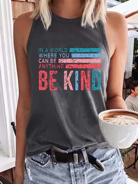 

Girocollo Lettera senza maniche Casuale Gilet, Grigio, Tops