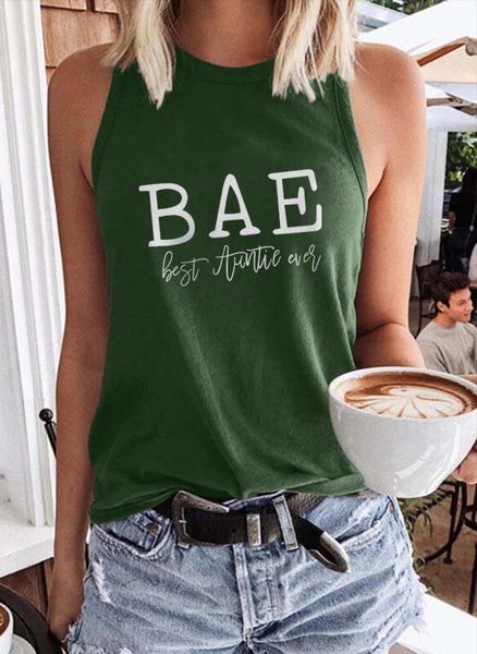 

Best Aunt Ever Graphic Sleeveless Funny Tank Top, Dark green, Tank Tops