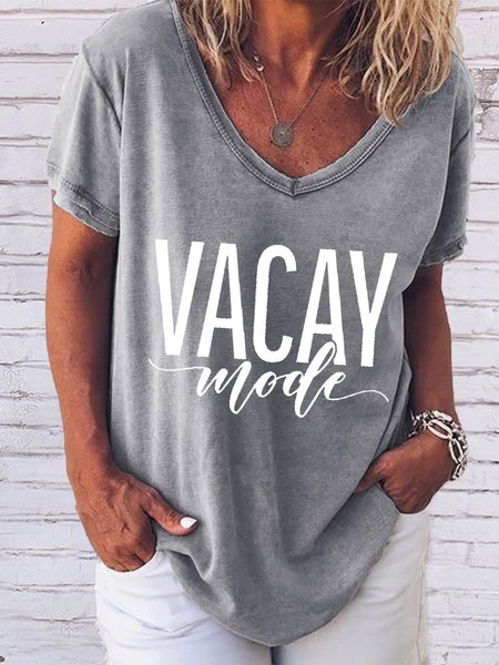 

Vacay Mode Women Tee, Gray, T-shirts