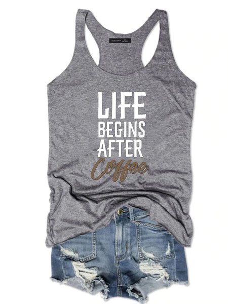 

life begins after coffee shirt, Gray, Tank Tops