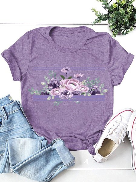 

Watercolor Flowers Women T-Shirt, Purple, T-shirts