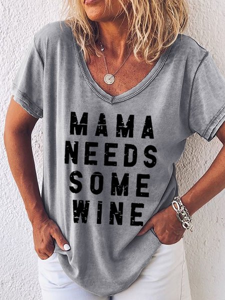 

Mama Needs Some Wine Women's T-Shirt, Grey, T-shirts