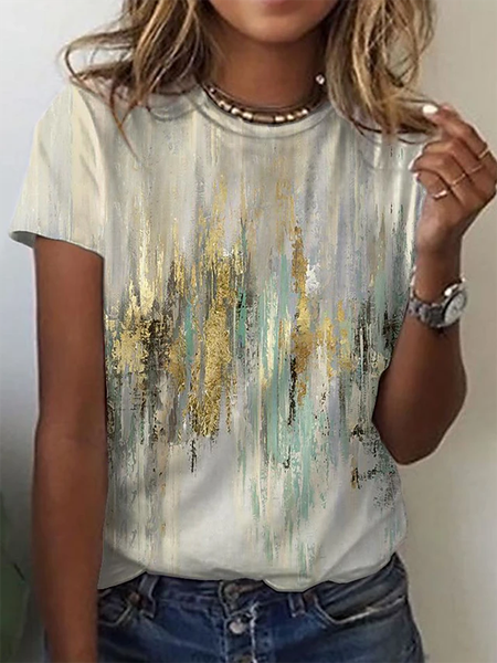 

Vacanza Girocollo Stampato Maniche Corte Top, Multicolore, Tops