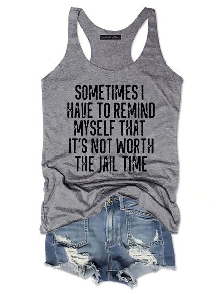 

It's Not Worth The Jail Time Tank Top, Gray, Tank Tops