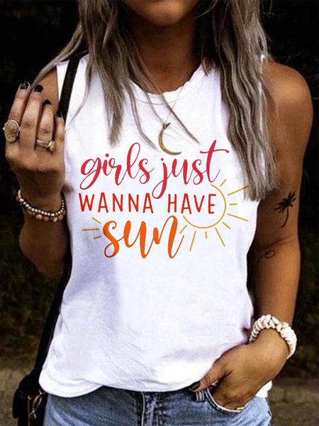 

Girls Just Wanna Have Sun Women Vests, White, Tank Tops