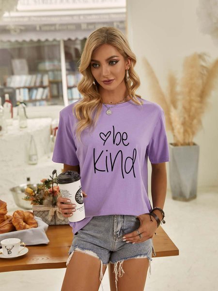 

Be Kind Graphic Short Sleeve T shirt, Purple, T-shirts
