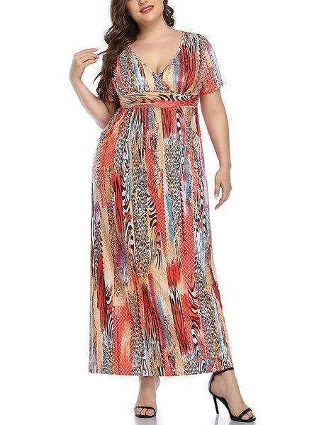 

Vintage V Neck Short Sleeve A-line Knitting Dress, Multicolor, Floral Dresses