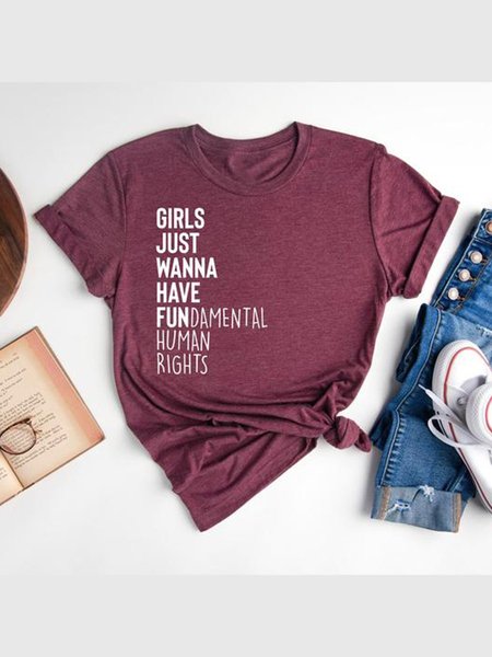 

Girls Just Wanna Have Fundamental Rights Women Tee, Burgundy, T-shirts