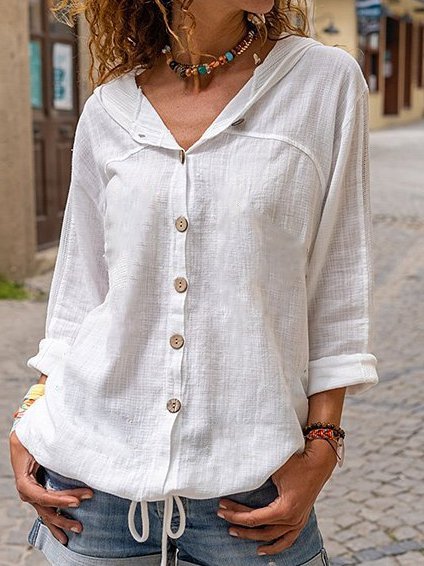 Casual Long Sleeve blouse & Shirt, White, Blouses & Shirts