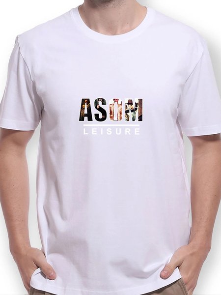 

Crew Neck Casual Shirts & Tops, White, Men's t-shirts