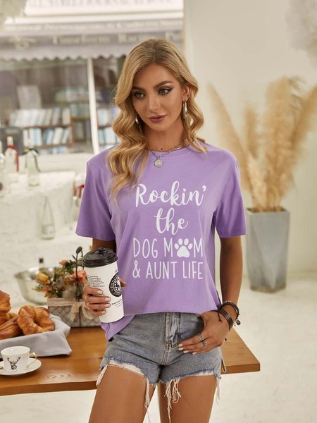 

Rockin' The Dog Mom Aunt Life Graphic Funny T shirt, Purple, T-shirts