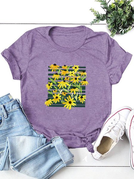 

Yellow Daisies Women T-Shirt, Purple, T-shirts