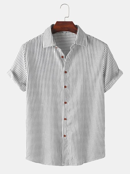 

Mens Cotton Pinstripe Textured Button Up Casual Short Sleeve Shirts, Gray, Men's Floral shirt