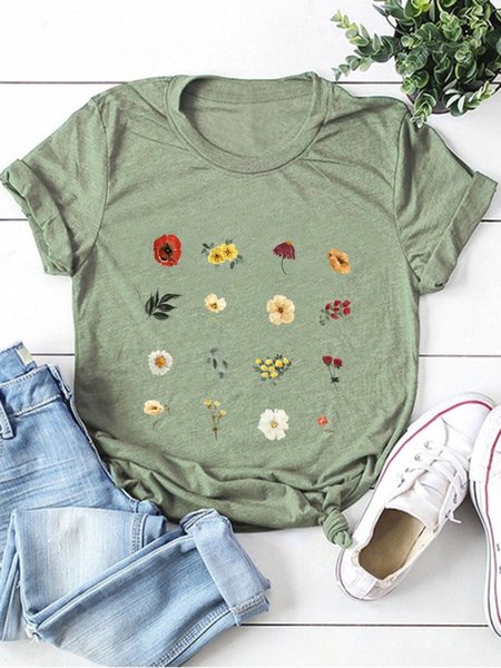 

Floral Set Women T-Shirt, Army green, T-shirts