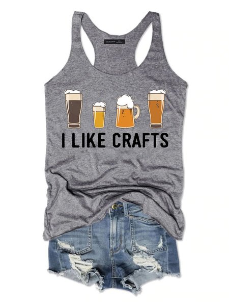 

I Like Crafts Women's Sleeveless Shirt, Grey, Tank Tops