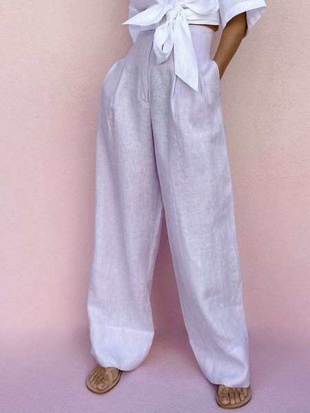

Plain Casual Straight Leg Pants, Gray, Straight Leg Pants