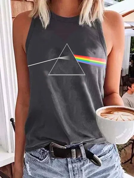 

Casual Sleeveless Letter T-shirt, As picture, Tanks & Camis